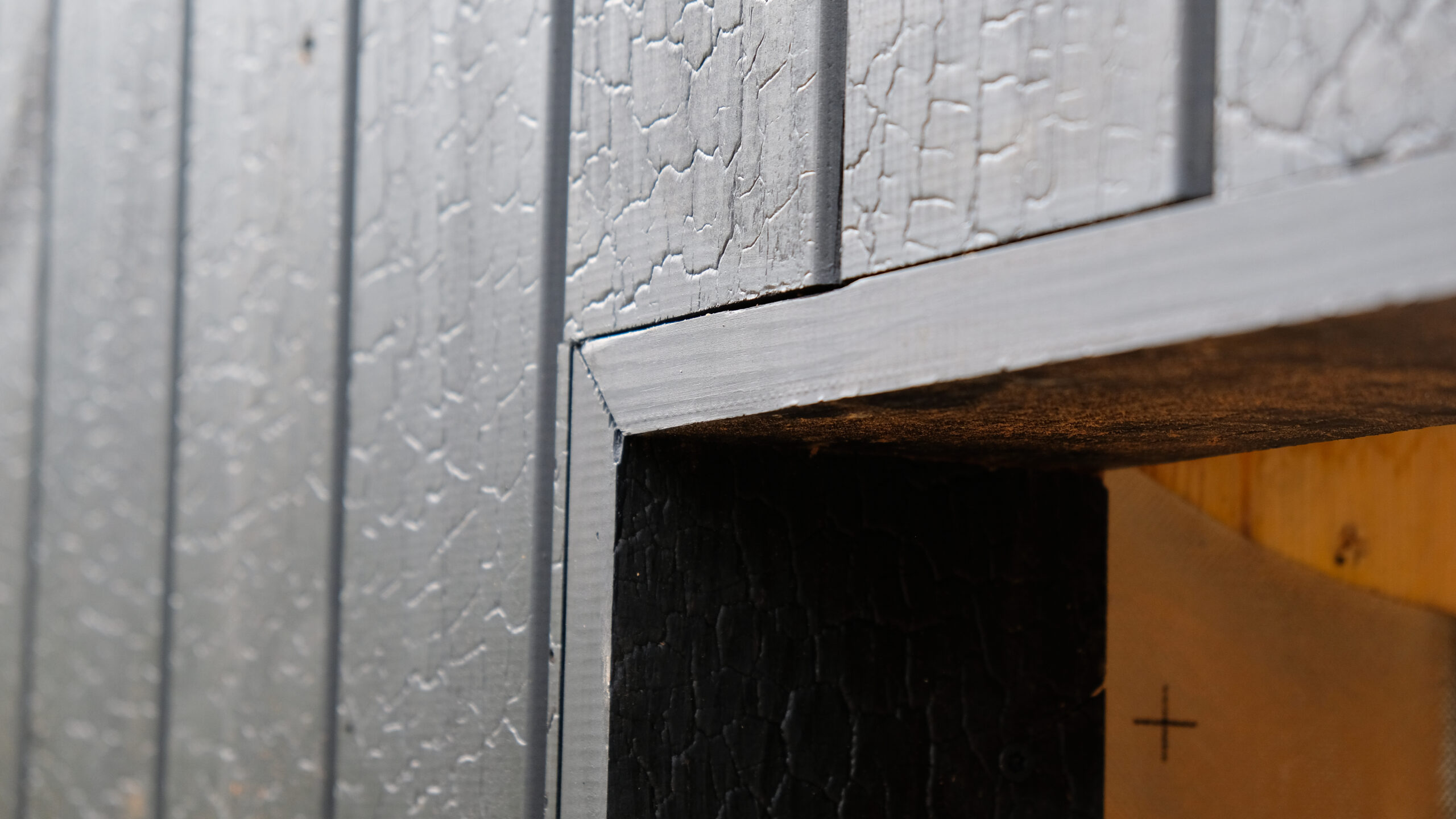black charred cladding installed on timber frame